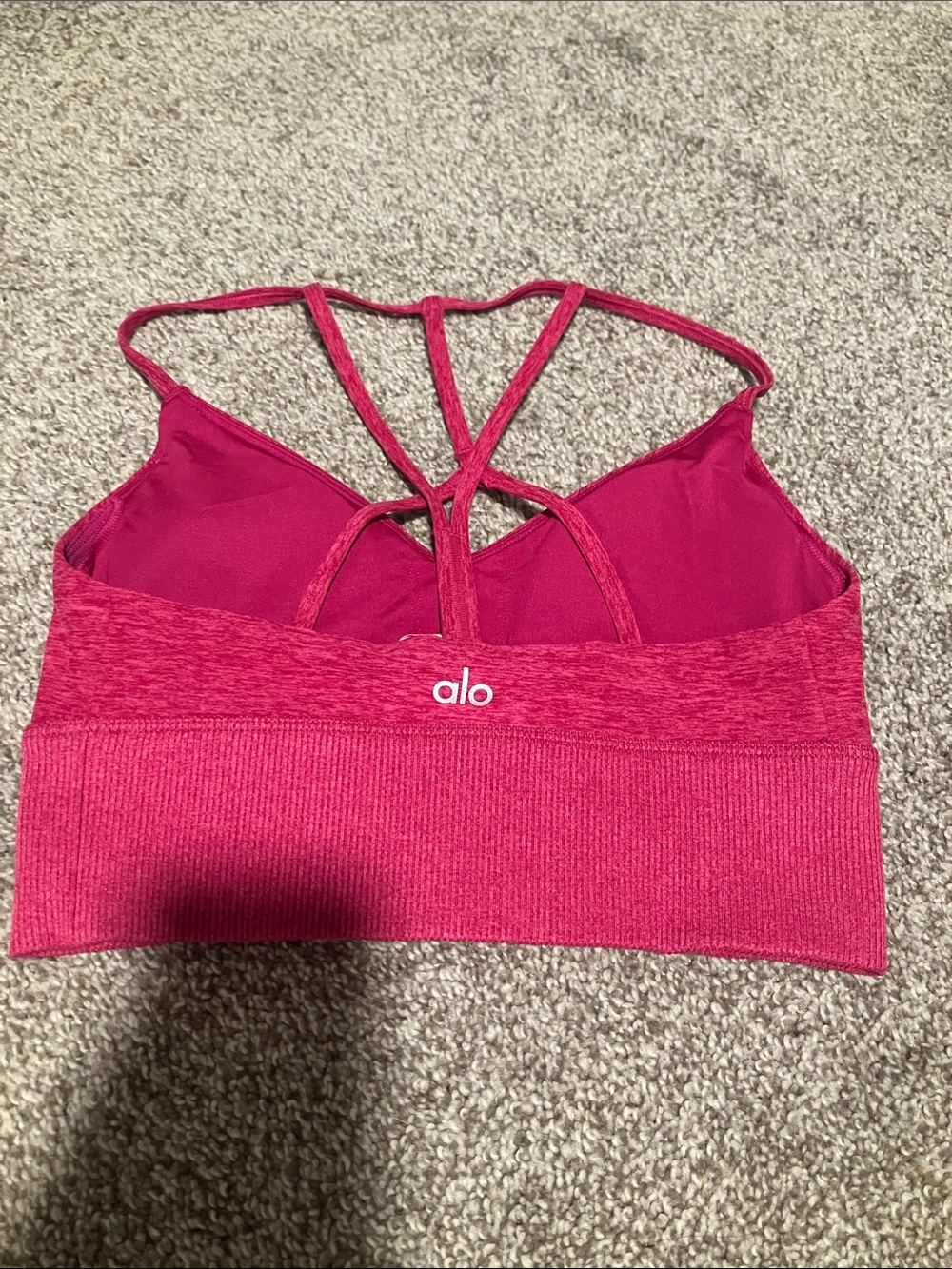 ALO YOGA GODDESS RIBBED SPORTS BRA PINK SIZE XS